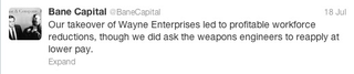 Illustration for article titled Bane Capital tweets its corporate takeover of Gotham City